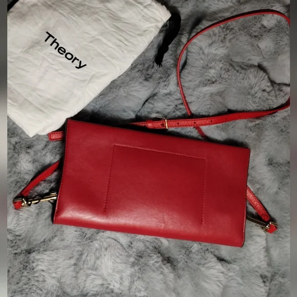 New! NWT THEORY Leather Clutch Pouch Crossbody Bag $375 - Picture 2 of 12